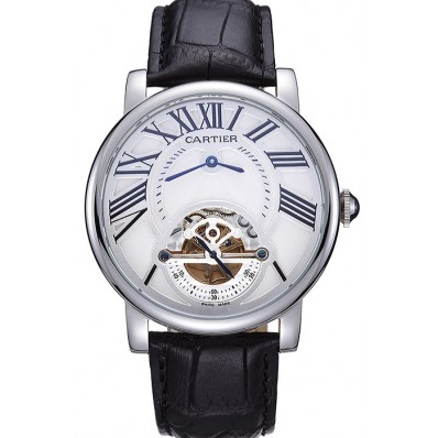 Top Cartier Rotonde Flying Tourbillon White Dial 621939