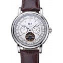 Best Patek Philippe Geneve Grand Complications White Dial Tourbillon Stainless Steel Bezel Brown Band 622154