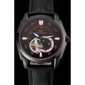 Best Quality Swiss IWC Pilot's Watch Black Dial With Orange Markings Black Plated Stainless Steel Case Black Leather Strap 1453737