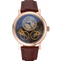 Breguet Duo Tourbillon Gold Case Beige Dial Brown Leather Bracelet 622625
