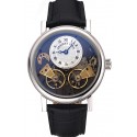 Breguet Duo Tourbillon Silver Case White Dial Black Leather Bracelet 622622