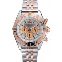 Breitling Chronomat White Dial Rose Gold Bezel And Subdials Stainless Steel Case Two Tone Bracelet