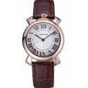 Cartier Rotonde Blue Crown Brown Leather Bracelet 621974