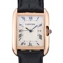 Cartier Tank Anglaise 30mm White Dial Gold Case Black Leather Bracelet