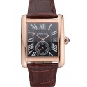 Cartier Tank MC Black Dial Gold Case Brown Leather Strap 622582