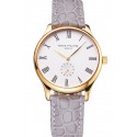 Cheap Patek Philippe Calatrava White Dial Gold Case Gray Leather Strap