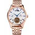 Copy 1:1 Omega De Ville Moonphase Tourbillon White Dial Blue Hands Rose Gold Case And Bracelet