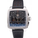 Copy Tag Heuer Monaco Mikrograph Black Leather Strap Black Dial 7923