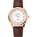 Fake Best Quality Omega De Ville Prestige White Dial Rose Gold Case Brown Leather Strap