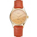 Fake Designer Swiss Rolex Cellini Gold Dial And Markings Gold Case Light Brown Leather Strap