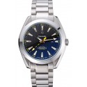 Fake Omega Seamaster Aqua Terra Black Dial Yellow Numerals Stainless Steel Bracelet 622524