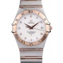 Fake Omega Swiss Constellation Jewelry Rose Gold Case Radial Emblem White Dial