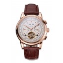 Fake Patek Philippe Grand Complications Gold Case White Dial Brown Leather Bracelet 622259