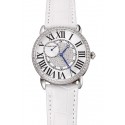 Fake Replica Cartier Ronde Louis Silver Diamond Case White Dial White Leather Bracelet 1454010