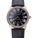 Fake Swiss Cartier Ronde Solo Gold Diamond Case Black Dial Roman Numerals 622207