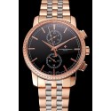 Fake Swiss Vacheron Constantin Patrimony Traditionnelle Chronograph Black Dial Diamond Bezel Rose Gold Case Two Tone Bracelet 1453761