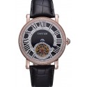 Fashion Knockoff Cartier Rotonde Flying Tourbillon Diamonds Black Dial 621951