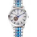Fashion Vacheron Constantin Tourbillon White Dial Blue Numerals Stainless Steel Case Two Tone Steel Blue Bracelet