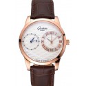 Glashutte Original Silver Dial Rose Gold Case Brown Leather Strap