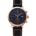 Hamilton Navy Pioneer Chrono Black Dial Rose Gold Case Black Leather Strap