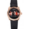 Hermes Classic Croco Leather Strap Black Dial 801398