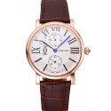Hot Cartier Ronde Second Time Zone White Dial Gold Case Brown Leather Strap 622801