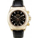 Hot Rolex Daytona Gold Case Crystal Studded Bezel Black Dial