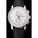 Imitation AAAAA Swiss Vacheron Constantin Patrimony Traditionnelle Chronograph White Dial Diamond Bezel Stainless Steel Case Black Leather Strap 1453769