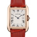 Imitation Best Cartier Tank Anglaise 30mm White Dial Gold Case Red Leather Bracelet