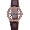 Imitation Cartier Rotonde Skeleton Flying Tourbillon Brown 621961