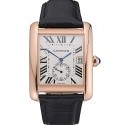Imitation Cartier Tank MC White Dial Gold Case Black Leather Strap 622579