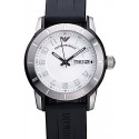 Imitation Emporio Armani Classic Black Rubber Strap White Dial