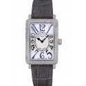 Imitation Franck Muller Long Island Classic White Dial Diamonds Case Black Leather Band 622371