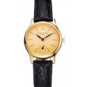 Imitation High Quality Patek Philippe Calatrava Gold Dial And Case Gold Case Black Leather Strap