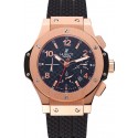 Imitation High Quality Swiss Hublot Big Bang Carbon Effect Dial Rose Gold Case Black Rubber Bracelet 1453897