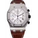 Imitation Luxury Swiss Audemars Piguet Royal Oak Offshore White Dial Stainless Steel Case Brown Leather Strap 622848