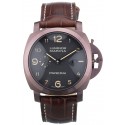 Imitation Panerai Luminor Brown Leather Strap Black Dial 80161