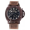 Imitation Panerai Luminor Submersible Black Dial Brown Case Brown Leather Strap