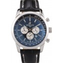 Knockoff Breitling Transocean Black Dial Black Leather Strap Polished Stainless Steel Bezel