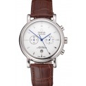 Knockoff Omega Seamaster Vintage Chronograph White Dial Stainless Steel Case Brown Leather Strap