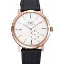 Luxury Piaget Altiplano Gold Case White Dial Black Leather Bracelet 622628