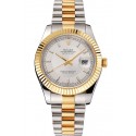 Luxury Swiss Rolex Datejust White Dial Gold Bezel Stainless Steel Case Two Tone Gold Bracelet