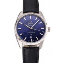 Omega Globemaster Blue Dial Stainless Steel Case Black Leather Strap