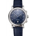 Omega Seamaster Vintage Chronograph Blue Dial Stainless Steel Case Blue Leather Strap