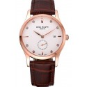 Patek Philippe Calatrava White Dial Diamond Numerals Rose Gold Case Brown Leather Strap 622834