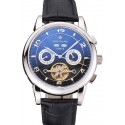 Patek Philippe Perpetual Calendar Tourbillon Black Dial Stainless Steel Case Brown Leather Strap