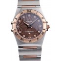 Quality Omega Swiss Constellation Jewelry Rose Gold Case Radial Emblem Brown Dial 98116