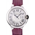 Replica 1:1 Cartier Ballon Bleu 38mm White Dial Stainless Steel Case Purple Leather Bracelet