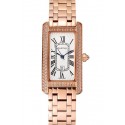 Replica Cartier Tank Americaine White Dial Diamond Bezel Rose Gold Case And Bracelet 1453779