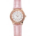 Replica Fashion Omega De Ville Prestige Small Seconds White Dial Diamond Bezel Rose Gold Case Pink Leather Strap